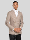 Taupe Gold-Button Slant-Flap Peak-Lapel Double-Breasted Suit Jacket 03