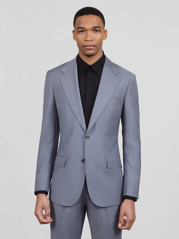 Slate Blue-Grey Two-Button Notch-Lapel Suit Jacket 04