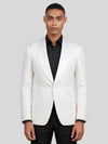Ivory Diamond-Texture Satin Shawl-Collar Tuxedo Jacket 04