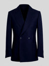 Midnight Navy Bold Pick-Stitch Patch-Pocket Peak-Lapel Double-Breasted Tuxedo Jacket 07