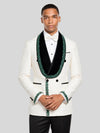 Ivory Emerald-Leaf Velvet Shawl-Collar Double-Breasted Tuxedo Jacket 03