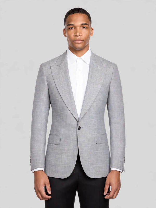 Pearl Grey Check Single-Button Peak-Lapel Suit Jacket 01