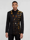 Onyx Gold Geometric Mirror Peak-Lapel Double-Breasted Tuxedo Jacket 04