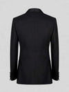Onyx Square-End Satin Shawl-Collar Link-Front Tuxedo Jacket 09