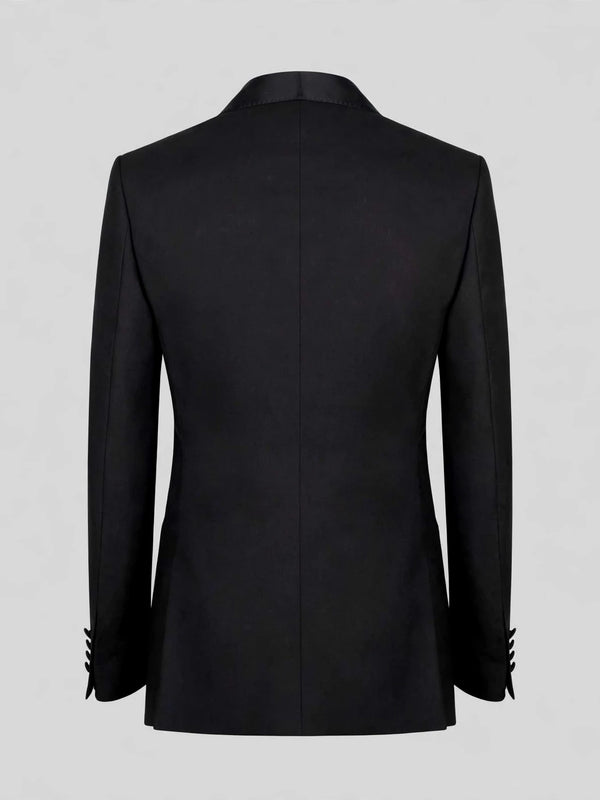 Onyx Square-End Satin Shawl-Collar Link-Front Tuxedo Jacket 09