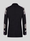 Onyx Silver Gem-Floral Shawl-Collar Tuxedo Jacket 09