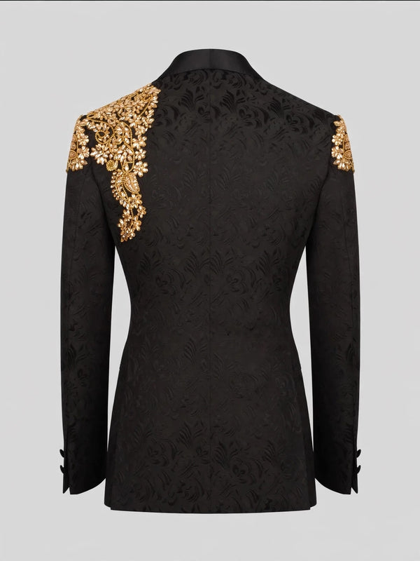 Onyx Gold Double-Breasted Tuxedo Jacket 09