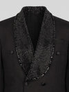 Onyx Jet Crystal-Mesh Shawl-Collar Double-Breasted Tuxedo Jacket 08