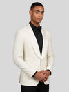 Cream Fine-Grain Satin Shawl-Collar Tuxedo Jacket 06