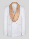 Ivory Gold Crystal-Mesh Shawl-Collar Double-Breasted Tuxedo Jacket 07