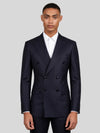 Midnight Navy Shadow-Stripe Peak-Lapel Double-Breasted Suit Jacket 01