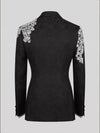 Onyx Silver Crystal Double-Breasted Tuxedo Jacket 09