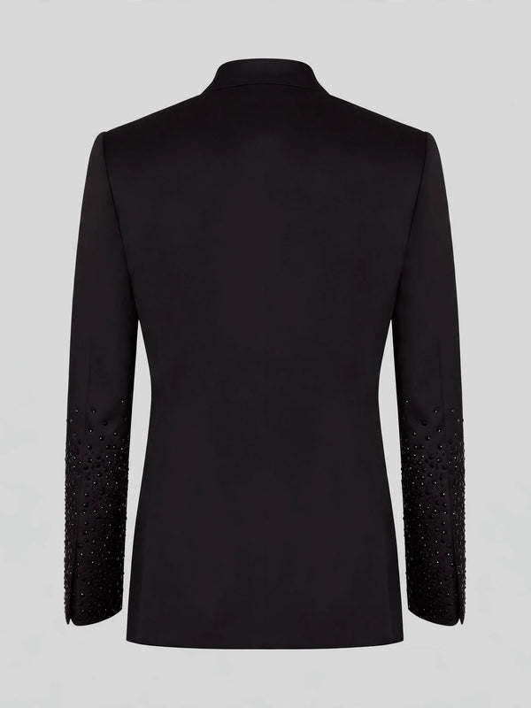 Onyx Jet Bead-Gradient Peak-Lapel Double-Breasted Tuxedo Jacket 09