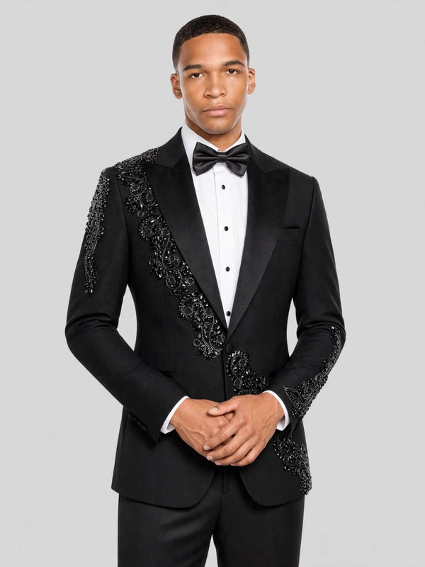 Onyx Jet Peak-Lapel Tuxedo Jacket 02