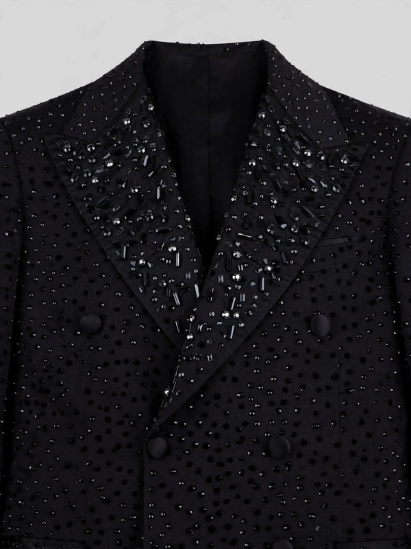 Onyx Jet Crystal-Dot Peak-Lapel Double-Breasted Tuxedo Jacket 08