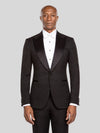 Onyx Textured Satin-Welt Peak-Lapel Tuxedo Jacket - cover