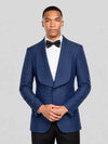 Royal Sapphire Diamond-Textured Shawl-Collar Tuxedo Jacket 02