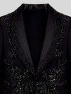 Onyx Jet Floral-Vine Shawl-Collar Tuxedo Jacket 08