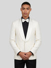 Ivory Textured Satin Shawl-Collar Tuxedo Jacket 05