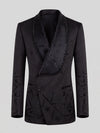 Onyx Jet Constellation-Bead Shawl-Collar Double-Breasted Tuxedo Jacket 07