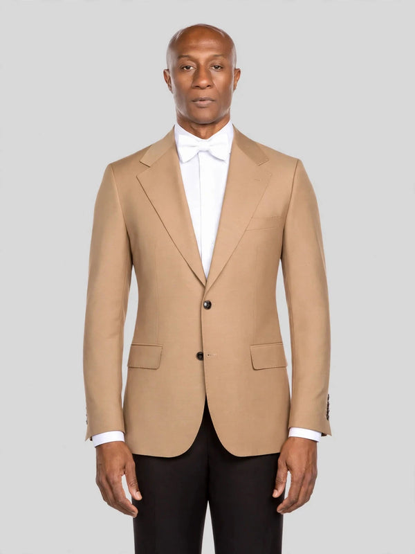 Camel Two-Button Notch-Lapel Suit Jacket - cover