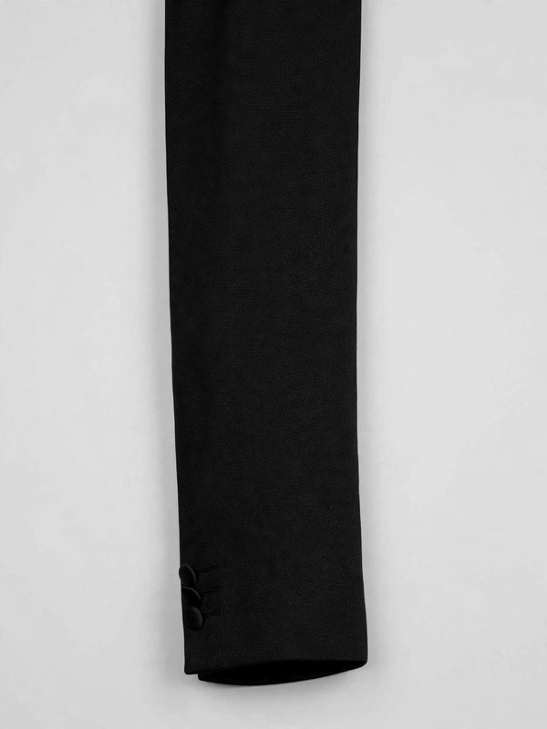 Onyx Satin Peak-Lapel Six-Button Double-Breasted Tuxedo Jacket 10