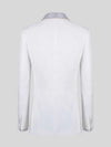 Ivory Silver Crystal-Mesh Shawl-Collar Double-Breasted Tuxedo Jacket 09