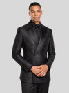 Onyx Silver-Speckle Satin Peak-Lapel Two-Button Double-Breasted Tuxedo Jacket 06
