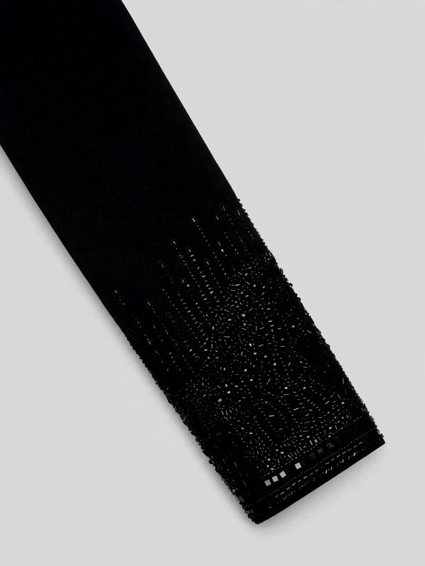 Onyx Jet Beaded Drip Peak-Lapel Double-Breasted Tuxedo Jacket 10