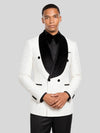 Ivory Black Velvet Shawl-Collar Double-Breasted Tuxedo Jacket 06