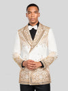 Ivory Champagne Mirror-Stud Crystal Cascade Peak-Lapel Double-Breasted Tuxedo Jacket 05
