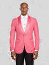 Coral Pink Diamond-Texture Shawl-Collar Tuxedo Jacket - cover