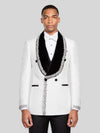 Ivory Silver Crystal Velvet Shawl-Collar Double-Breasted Tuxedo Jacket 03