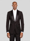 Onyx Jet Beaded Diagonal Shawl-Collar Tuxedo Jacket - cover