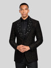 Onyx Crystal Scatter Shawl-Collar Tuxedo Jacket 04