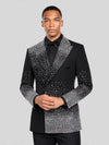 Onyx Silver Crystal-Dot Diagonal Peak-Lapel Double-Breasted Tuxedo Jacket 06
