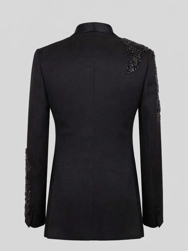 Onyx Jet Shawl-Collar Tuxedo Jacket 09