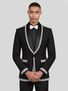 Onyx Silver Crystal Perimeter Shawl-Collar Tuxedo Jacket 05