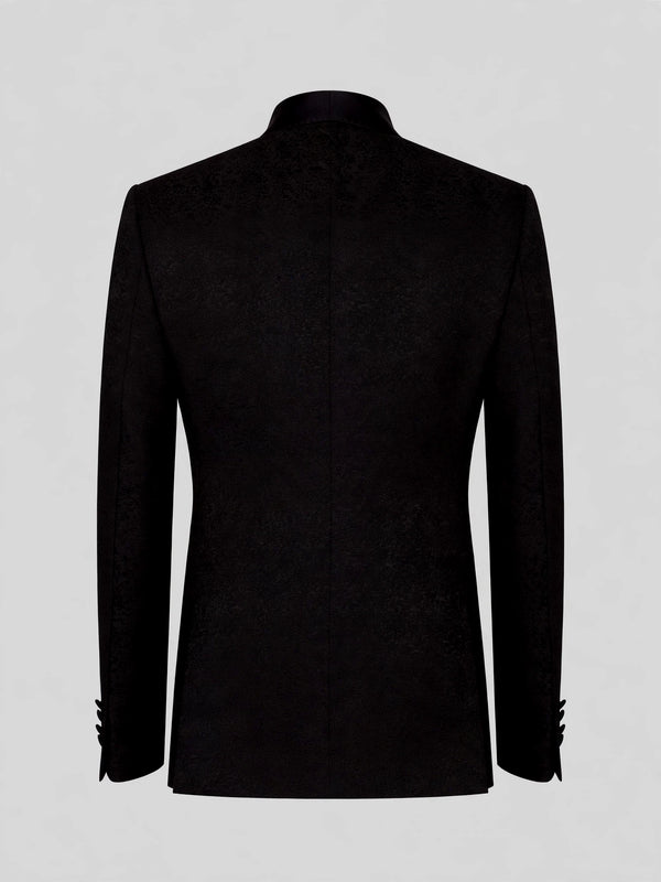 Onyx Textured Satin Shawl-Collar Tuxedo Jacket 09
