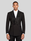 Onyx Jet Crystal-Mesh Shawl-Collar Double-Breasted Tuxedo Jacket 01