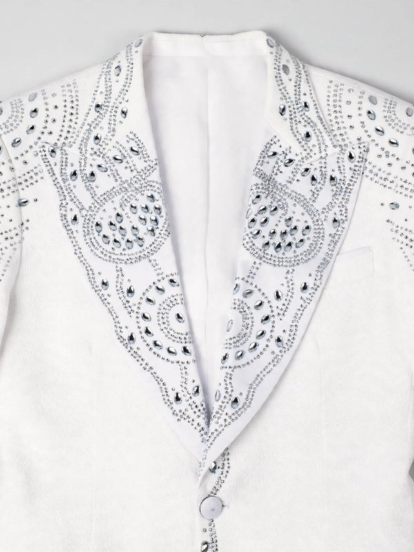 Ivory Silver Crystal Medallion Peak-Lapel Tuxedo Jacket 08