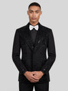 Onyx Jet Beaded Drip Peak-Lapel Double-Breasted Tuxedo Jacket 05