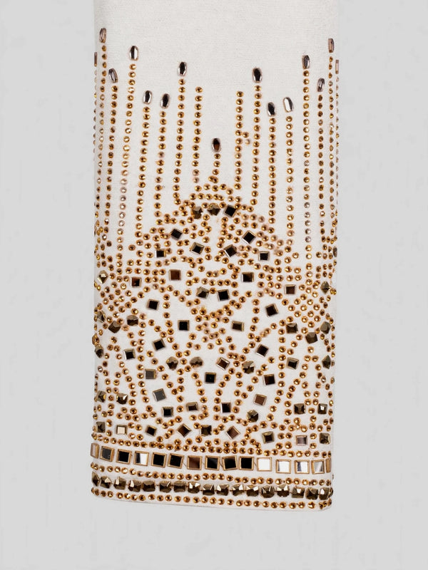 Ivory Champagne Mirror-Stud Crystal Cascade Peak-Lapel Double-Breasted Tuxedo Jacket 10