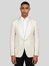 Cream Fine-Grain Satin Shawl-Collar Tuxedo Jacket 01