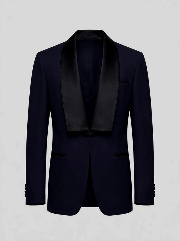 Midnight Navy Bib-Shawl Two-Button Tuxedo Jacket 07