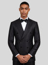 Charcoal Black Tonal-Stripe Six-Button Peak-Lapel Double-Breasted Suit Jacket 02