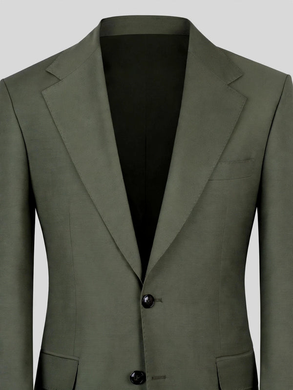 Sage Olive Two-Button Notch-Lapel Suit Jacket 08
