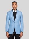 Sky Blue Diamond-Texture Shawl-Collar Tuxedo Jacket 05