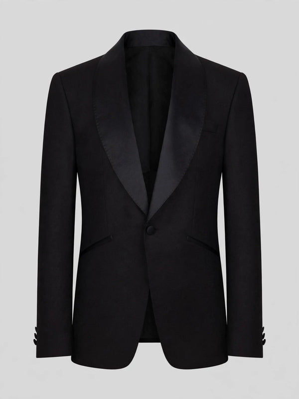 Onyx Smooth Slant-Flap Satin Shawl-Collar Tuxedo Jacket 07