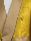Mustard Gold Belted Satin Shawl-Collar Two-Button Double-Breasted Tuxedo Jacket 08